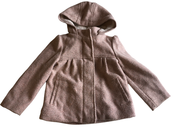 Tu Pink/Grey/Silver Tweed Look Wool Winter Coat with Hood - Girls 18-24m