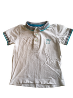 Next White & Turquoise S/S Polo Shirt with Monster Motif - Boys 3-6m