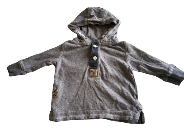Next Baby Grey and Denim Lightweight Hoodie Jumper - Boys 3-6m