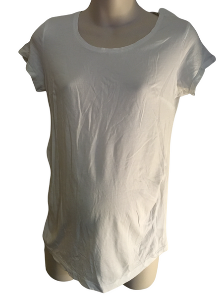 H&M White Plain Scoop Neck T-Shirt - Size Maternity M UK 12-14