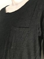 H&M Mama Petrol Blue Black L/S Soft Knit Top with Chest Pocket - Size Maternity M UK 12-14