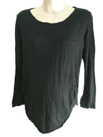 H&M Mama Petrol Blue Black L/S Soft Knit Top with Chest Pocket - Size Maternity M UK 12-14