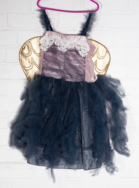 Fairy Dust Girls Pink & Blue Fairy Fancy Dress Costume with Gold Wings - Girls 7-8yrs