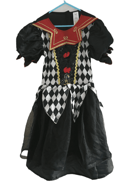 Harlequin Clown Girls Black and White Jester Fancy Dress Costume - Girls 9-10yrs