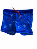 M&S Boys Blue Anchor Print Swimming Trunks Shorts with Elasticated Waist - Boys 3-4yrs