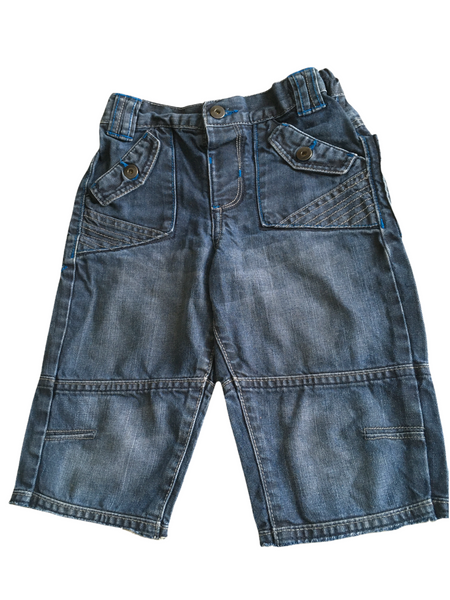 F&F Boys Blue Chunky Denim Wide Leg Jeans with Adjustable Waist - Boys 4-5yrs