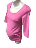 H&M Mama Plain Pink 3/4 Sleeve Stretch Scoop Top - Size Maternity S UK 8-10