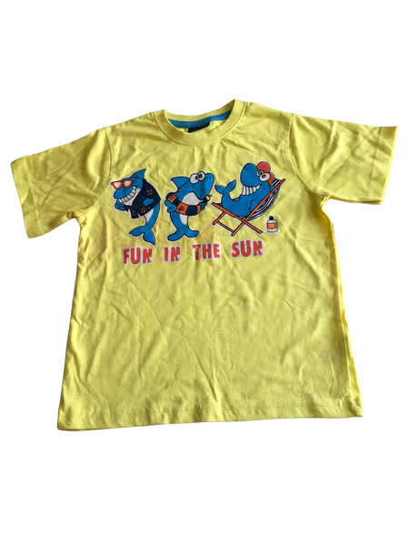 Yellow Fun in The Sun Sharks T-Shirt - Boys 5-6yrs