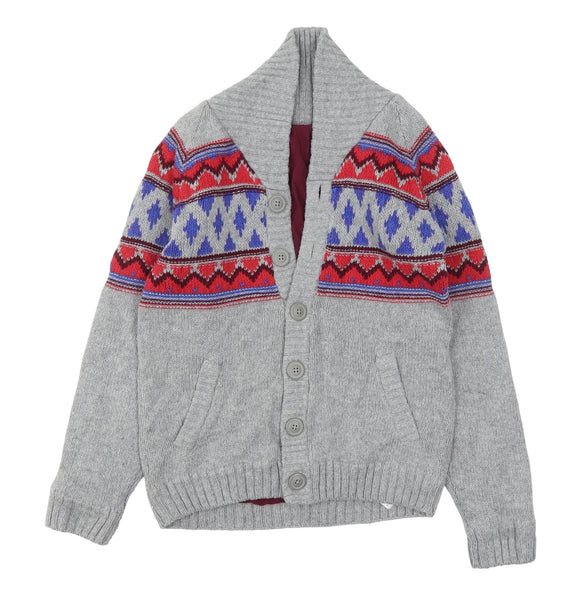 M&S Thick Knitted Grandad Style Cardigan Grey - Boys 11-12yrs