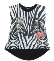 George Black Zebra Embellished Sleeveless Top - Girls 6-7yrs