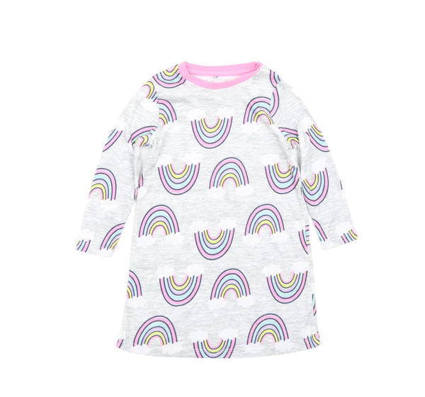 George Grey Pastel Rainbow L/S Jersey Dress - Girls 3-4yrs