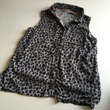 H&M Grey Leopard Print Sleeveless Blouse Top - Girls 13-14yrs