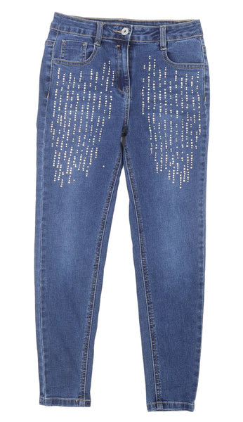 George Blue Skinny Jewel Embellished Girls Jeans - Girls 9-10yrs