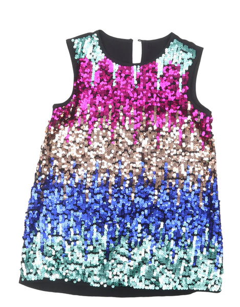 George Black Party Top with Multicoloured Sequins - Girls 8-9yrs