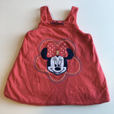 Disney Baby at George Girls Red Minnie Mouse Soft Jersey Dungaree Dress - Girls 3-6m