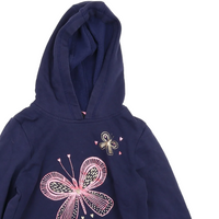 George Navy Hoodie Jumper with Gold & Pink Glitter Butterflies - Girls 10-11yrs