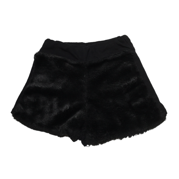 Black Faux Fur Stretch Shorts - Girls 3yrs