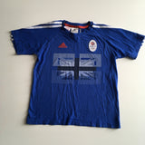Adidas Boys Blue Team GB Stripe T-Shirt - Boys 9-10yrs