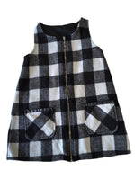 F&F Black/White Checked Zip Front Pocket Dress - Girls 2-3yrs