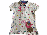 Joules Girls White Spotty S/S Polo Top with Ruff Ruff Dog Design - Girls 9-10yrs