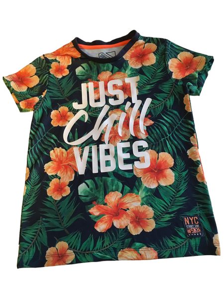 Matalan Boys Just Chill Tropical Print T-Shirt - Boys 9yrs