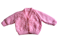 Hand Knitted Pink Baby Girl's Soft Knit Cardigan - Girls 0-3m