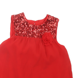 George Scarlet Red Sequin Sleeveless Girls Party Top - Girls 6-7yrs