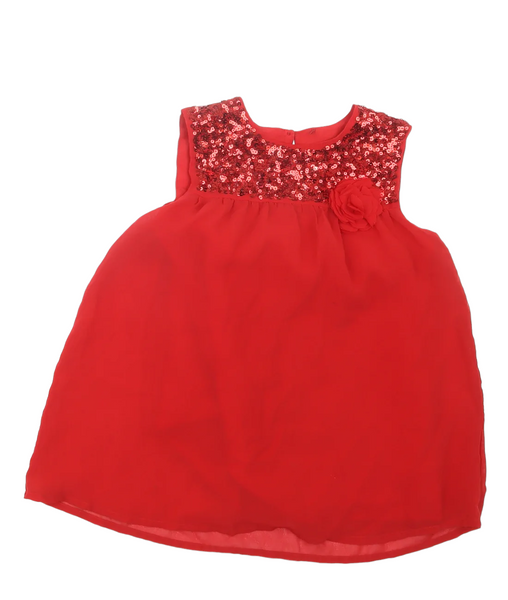 George Scarlet Red Sequin Sleeveless Girls Party Top - Girls 6-7yrs