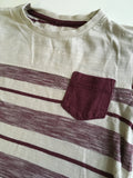 Nutmeg Maroon/Ecru Striped Pocket T-Shirt - Boys 3-4yrs