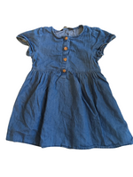 George Blue Denim S/S Dress with Shaped Buttons - Girls 2-3yrs