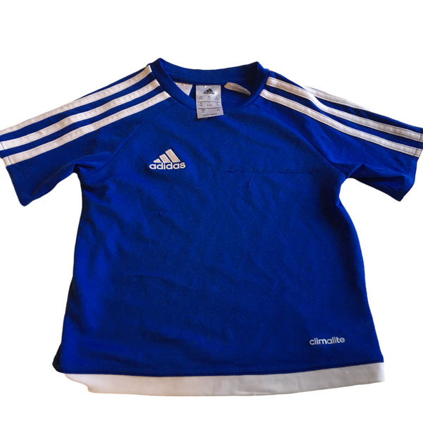 Adidas Blue Classic Stripe Sports T-Shirt - Boys 3-4yrs