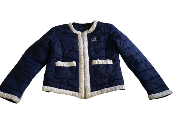 Kangol Blue and White Girls Quilted Zip Up Jacket - Girls 7-8yrs