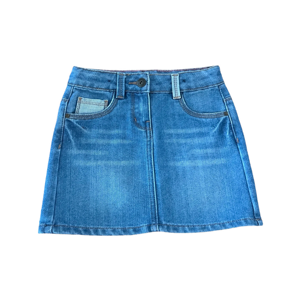 George Girls Mid Blue Denim Skirt Adjustable Waist - Girls 6-7yrs