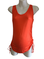 H&M Mama Bright Orange Ruched Summer Vest Top - Size Maternity S UK 8-10