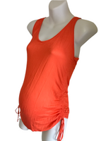 H&M Mama Bright Orange Ruched Summer Vest Top - Size Maternity S UK 8-10