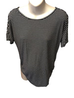 H M Mama Black White Striped 100 Viscose S S Stretch Top Size Mater Growth Spurtz