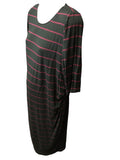 DP Maternity Black/Red Striped Stretch Midi Dress - Size Maternity UK 16