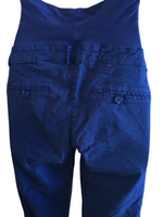 H&M Mama Royal Blue Over Bump Cotton Chino Trousers - Size Maternity UK 12