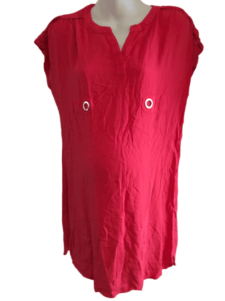 Seraphine Camden Coral Red Tunic Dress - Size Maternity UK 12