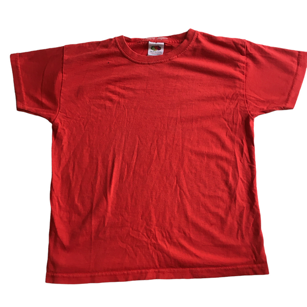 Fruit Of The Loom Plain Red PE T-Shirt - Unisex 5-6yrs