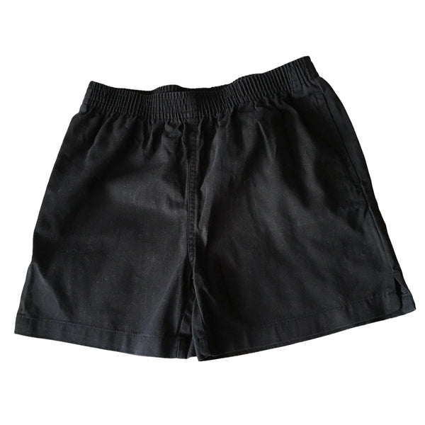 George Plain Black Cotton Stretch Waist Shorts - Unisex 8-9yrs