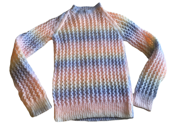 Hand Knitted Pale Pastel Colours Woolly Jumper - Girls 5-7yrs