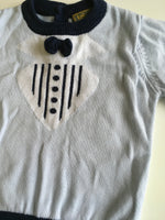 Little Gent Baby Blue/Navy 2 Piece Knitted Outfit - Boys 0-3m
