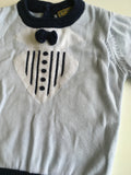 Little Gent Baby Blue/Navy 2 Piece Knitted Outfit - Boys 0-3m
