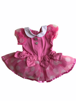 Disney Store Baby Pink Spotty Minnie Bow Dress with Integral Bodysuit - Girls 0-3m