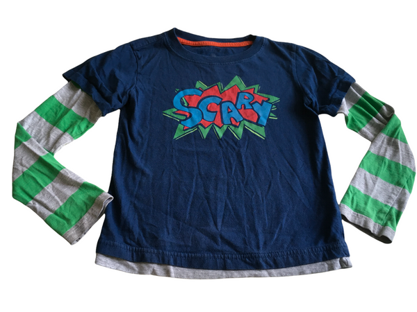 Mix Kids Boys Blue/Green L/S Top with Scary Motif - Boys 6-7yrs