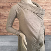 Seraphine Denise Grey Longline Cotton & Cashmere Cardigan - Size Maternity S UK 8-10
