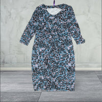 Seraphine Maternity Turquoise/Black/Pink Twist Front Bodycon Dress - Size Maternity UK 10