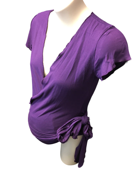 Seraphine Maternity & Nursing Purple Wrap Top - Size Maternity 1 UK 8-10