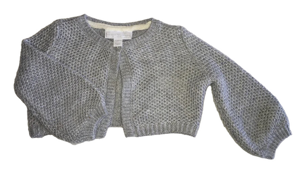 The Little White Company Silver Sparkle Soft Knit Cardigan - Girls 0-3m